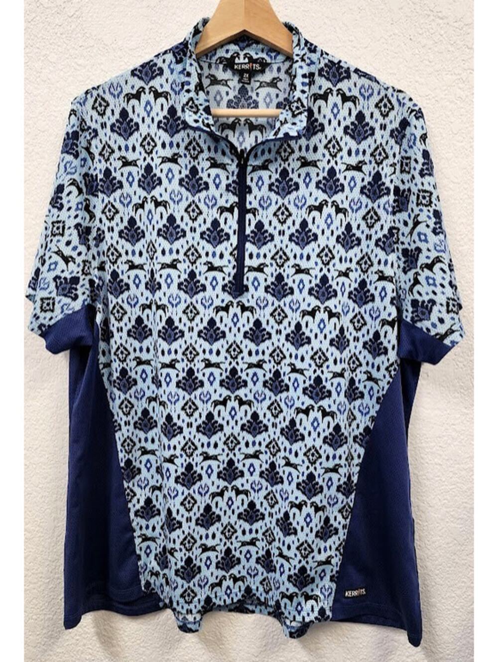 Kerrits Always Cool Ice Fil Short Sleeve Shirt - Ink Horses 2X US 24/26